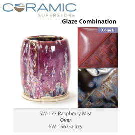Raspberry Mist SW177 over Galaxy SW156 Stoneware Combination